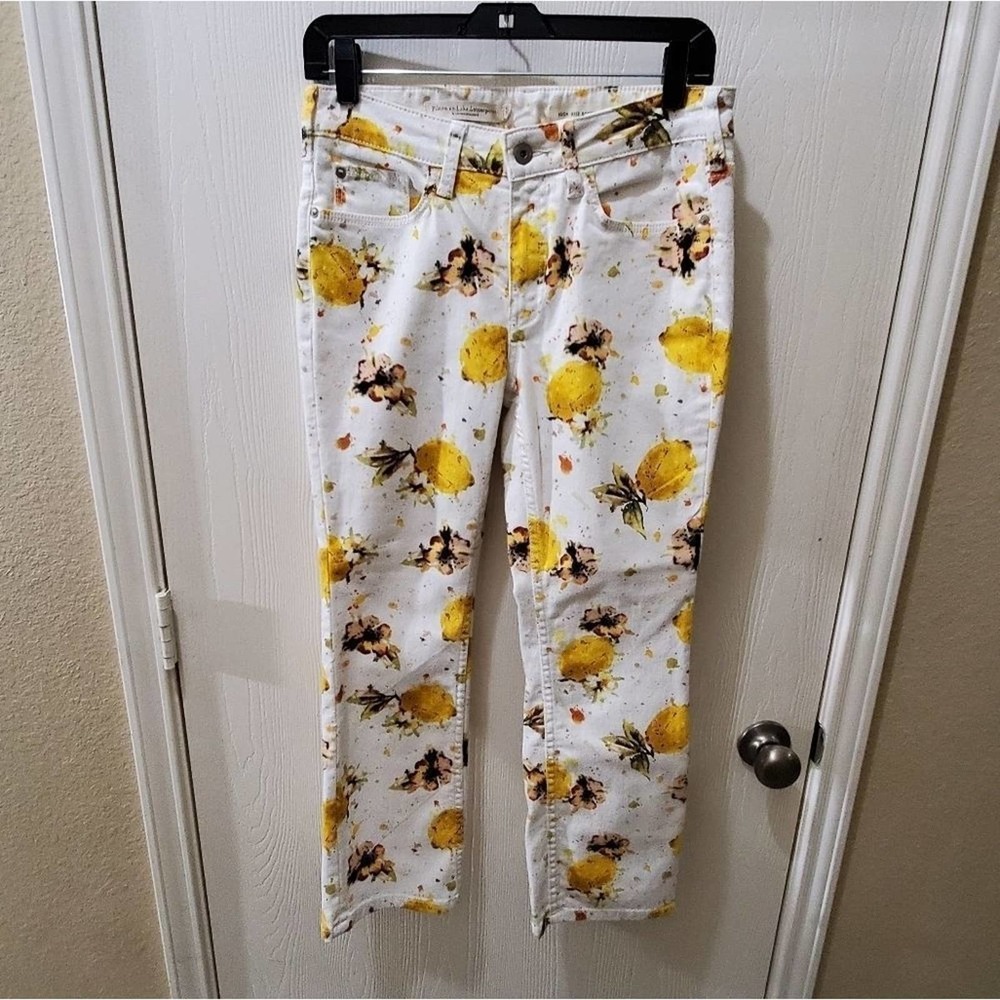 Pilcro and the Letterpress floral lemons comfy mid rise jeans pants Size 27